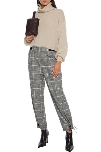 ALICE + OLIVIA Paris Prince of Wales checked flannel tapered pants