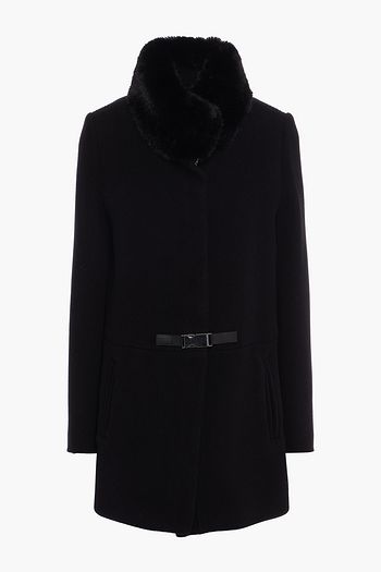 CLAUDIE PIERLOT Faux fur-trimmed wool-blend felt coat