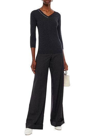 GENTRYPORTOFINO Embellished mƩlange wool and cashmere-blend sweater