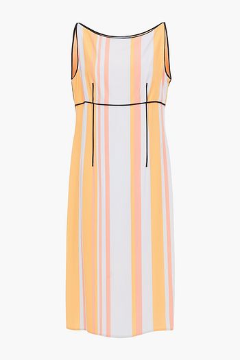 PRADA Striped satin-crepe midi dress