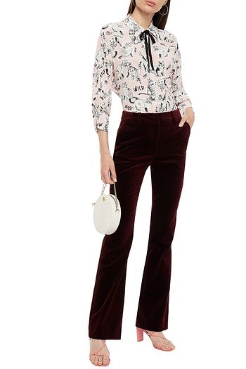 CLAUDIE PIERLOT Cotton-blend velvet flared pants