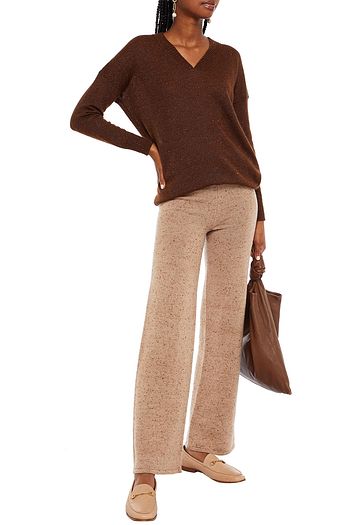 GENTRYPORTOFINO Mélange cashmere wide-leg pants
