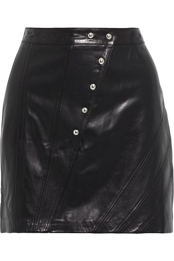 IRO Unga button-detailed leather mini skirt