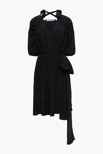 PRADA Gathered silk crepe de chine mini dress