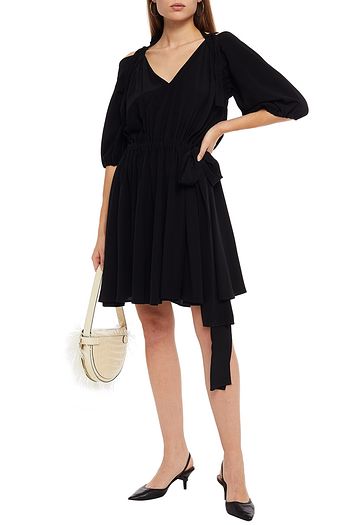 PRADA Gathered silk crepe de chine mini dress
