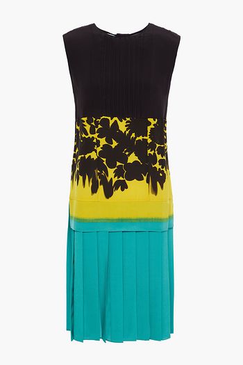 PRADA Kleid aus Crêpe de Chine aus Seide mit Falten und Print