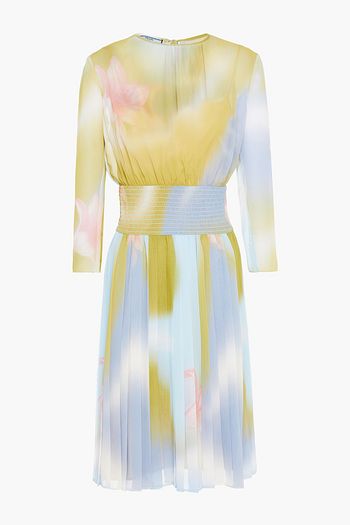 PRADA Kleid aus Seidenkrepon mit Print und Raffung
