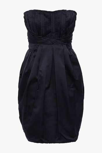 PRADA Strapless pleated silk mini dress