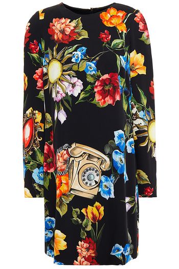 DOLCE & GABBANA Printed stretch-silk satin mini dress
