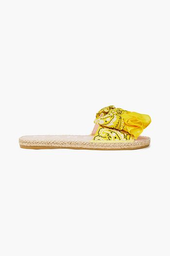 MANEBÍ Bow-embellished printed woven slides