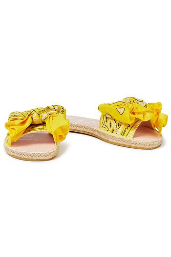 MANEBÍ Bow-embellished printed woven slides