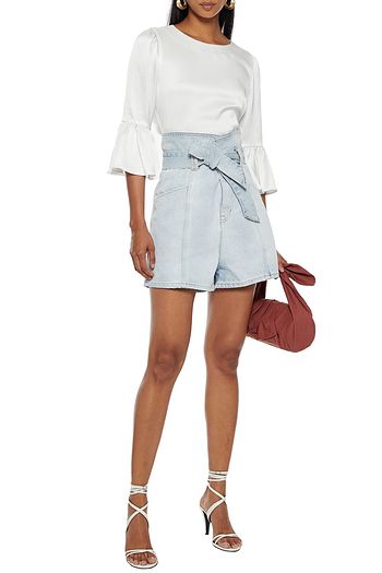ALICE + OLIVIA Bernice fluted satin blouse