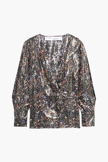 IRO Milana Bluse aus einer Seidenmischung mit Print in Metallic-Optik