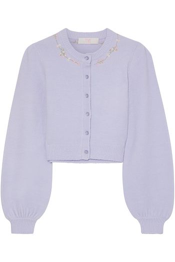 TVF FOR DVF Blondie cropped embroidered brushed knitted cardigan