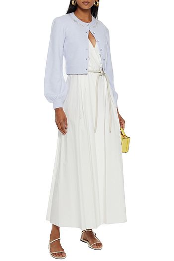 TVF FOR DVF Blondie cropped embroidered brushed knitted cardigan