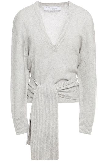 IRO Jokee melierter Pullover aus einer Merinowoll-Yakwoll-Baumwollmischung mit Bindedetail vorne