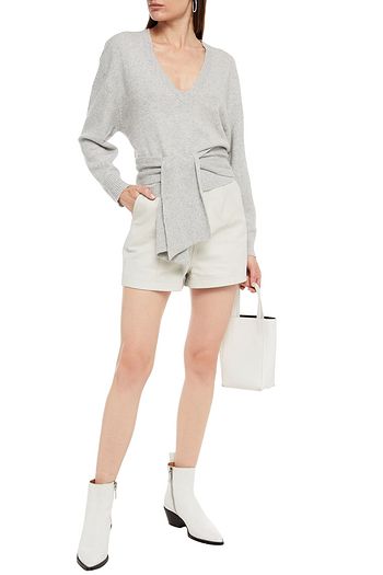 IRO Jokee melierter Pullover aus einer Merinowoll-Yakwoll-Baumwollmischung mit Bindedetail vorne