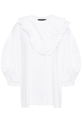 SIMONE ROCHA Ruffled embellished cotton-poplin and jersey top