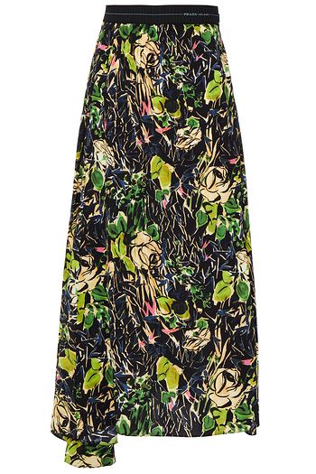 PRADA Asymmetrischer Midirock aus Seiden-Crêpe mit Print
