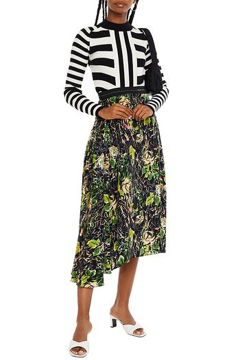 PRADA Asymmetrischer Midirock aus Seiden-Crêpe mit Print