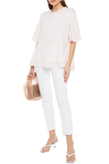 SIMONE ROCHA Faux pearl-embellished cotton-jersey T-shirt