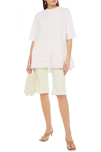 SIMONE ROCHA Broderie anglaise-trimmed cotton-jersey top