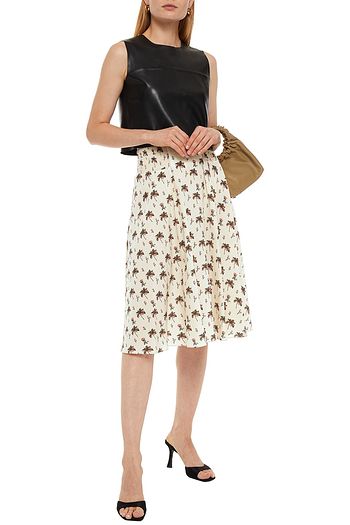 PRADA Shirred printed silk-crepe skirt