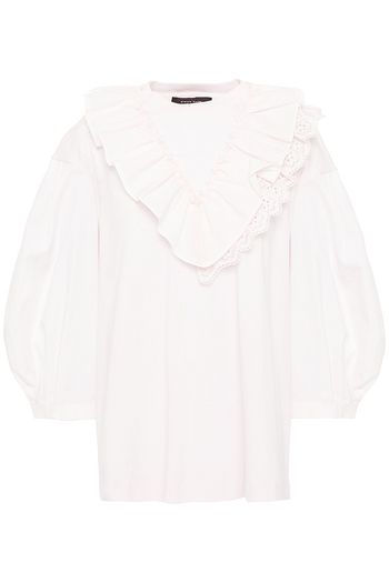 SIMONE ROCHA Oberteil aus Baumwoll-Jersey und Popeline mit Rüschen