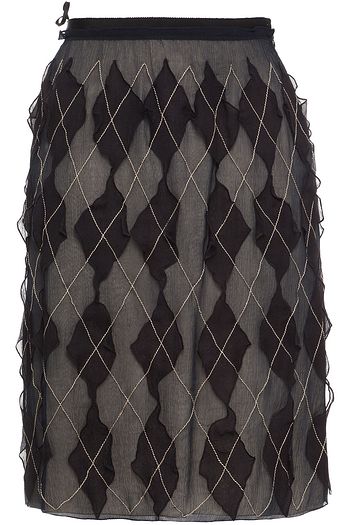 PRADA Embroidered silk-crepon skirt