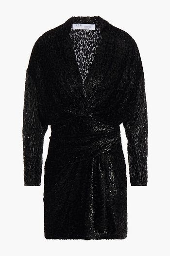 IRO Mielan Minikleid aus Metallic-Fil-Coupé mit Wickeleffekt