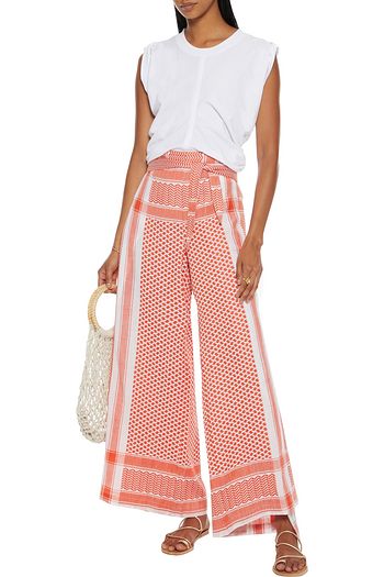 CECILIE COPENHAGEN Hella split-side cotton-jacquard wide-leg pants