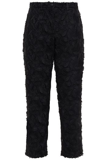DOLCE & GABBANA Cropped Karottenhose aus Mesh mit floralen Applikationen