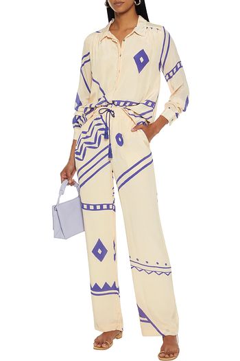 CECILIE COPENHAGEN Asta printed crepe de chine straight-leg pants