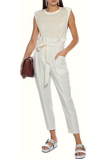 IRO Anpin cropped belted wool-crepe tapered pants