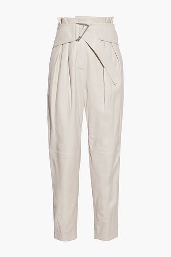 IRO Husvik belted pleated leather tapered pants