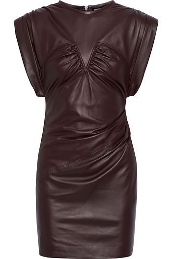 IRO Helmira Minikleid aus Leder mit Raffungen