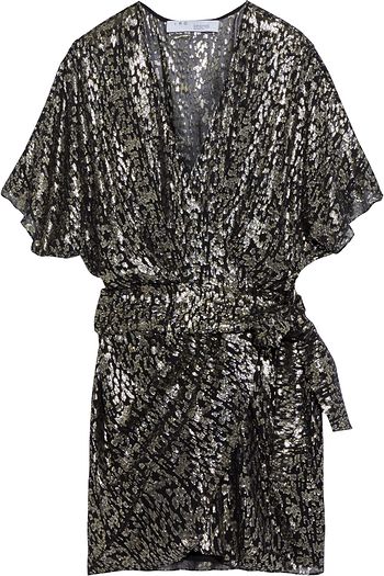 IRO Reynea metallic fil coupé silk-blend mini wrap dress