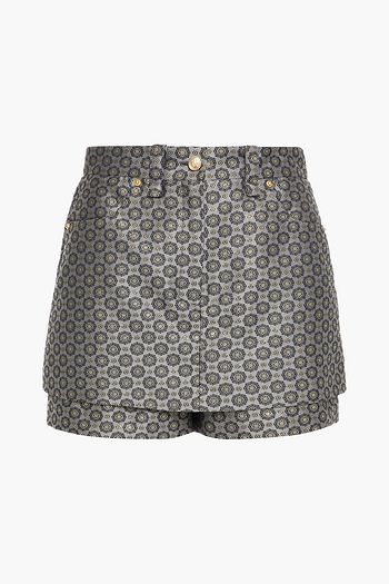 MAJE Layered metallic jacquard shorts