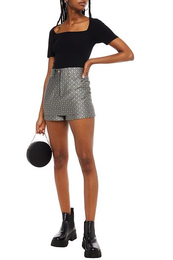 MAJE Layered metallic jacquard shorts