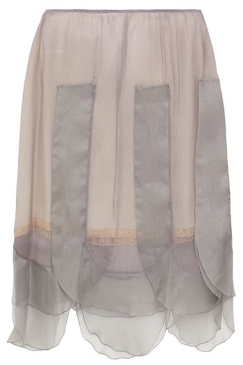PRADA Lace-trimmed silk-organza and chiffon skirt