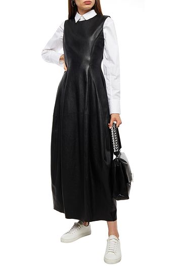 GENTRYPORTOFINO Gathered textured-leather maxi dress