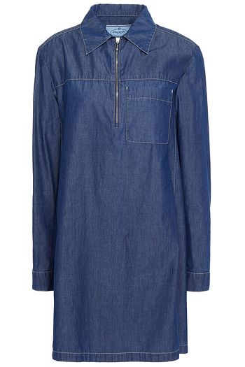 PRADA Cotton-chambray mini shirt dress