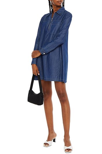 PRADA Cotton-chambray mini shirt dress