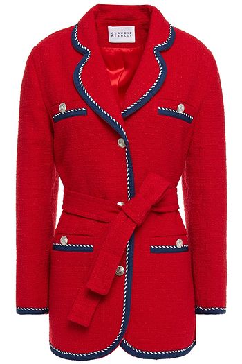 CLAUDIE PIERLOT Belted cotton-blend bouclé jacket