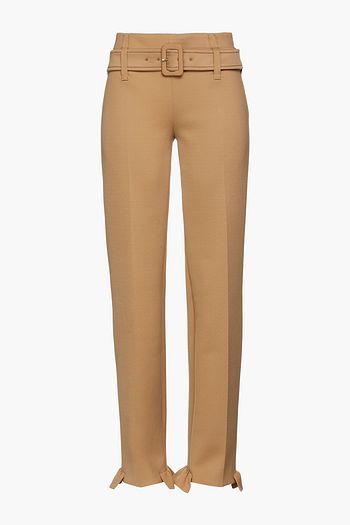 PRADA Ruffle-trimmed stretch-jersey straight-leg pants