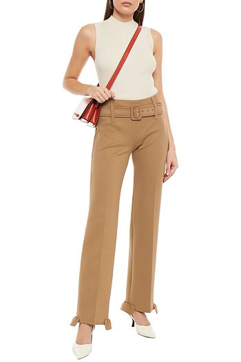PRADA Ruffle-trimmed stretch-jersey straight-leg pants