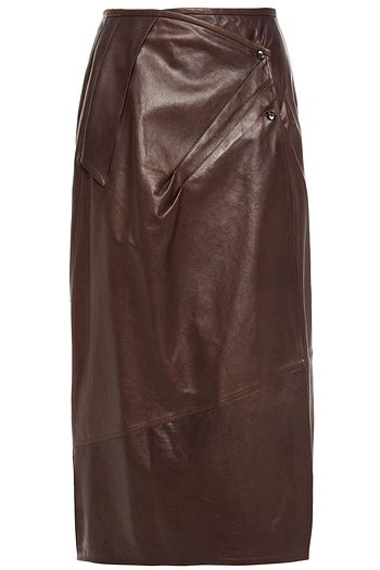 GENTRYPORTOFINO Textured-leather wrap skirt