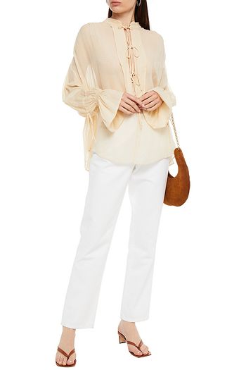 IRO Shira gathered glittered georgette blouse