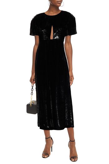 MIU MIU Open-back velvet midi dress