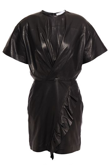 IRO Minikleid aus Leder mit Rüschen